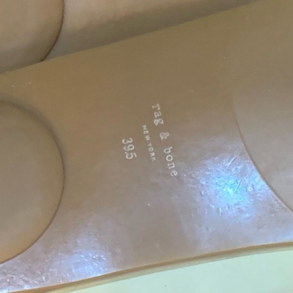 Suede Leather Sandals with Silver Buckle Accents, Modern Beige Slides Rag & Bone - Picture 7 of 9